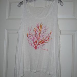 J JILL WATERCOLOR CORAL TANK - SIZE LARGE